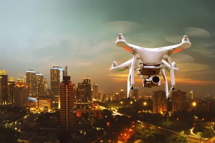 aerial photography drone above the city