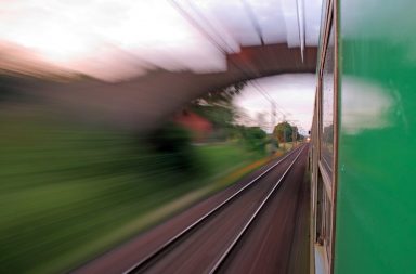 train creating a motion blur