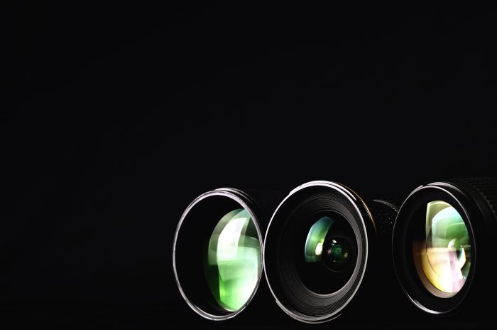 different lenses on a black background