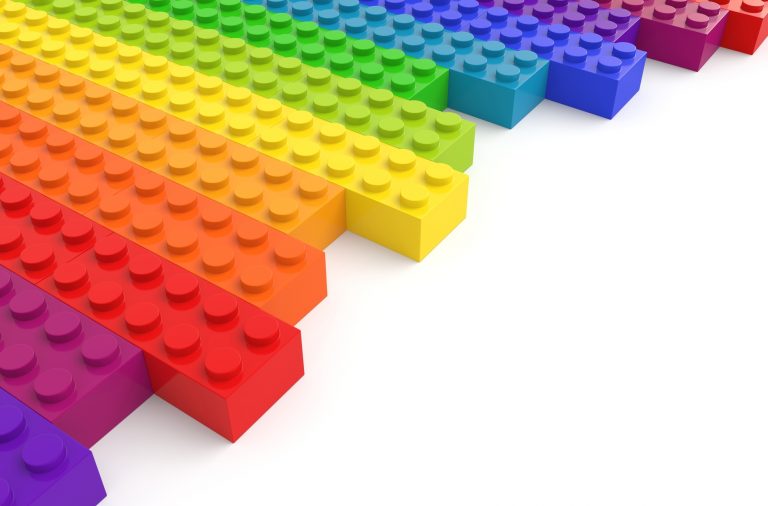 lego bricks on white background