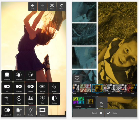screenshot of Pixlr Express photo editor for mobile 